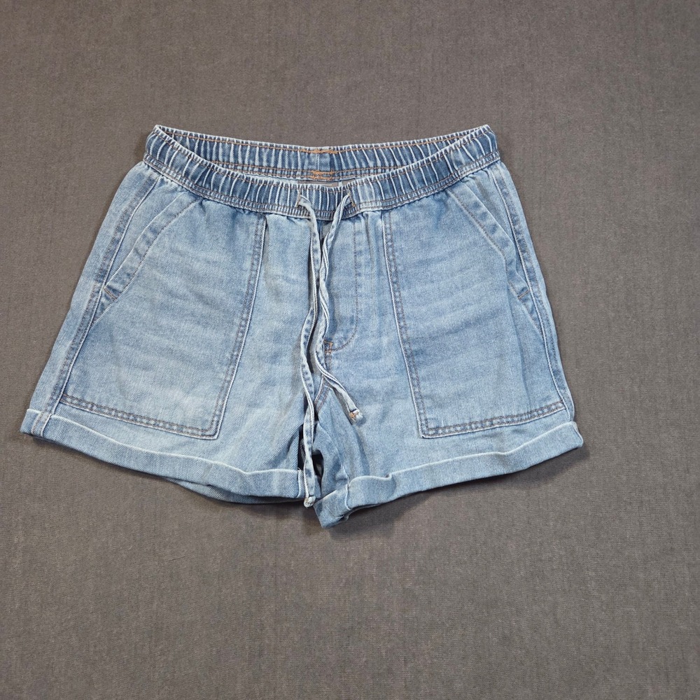 Berkley Jensen Denim Shorts Womens Small Light Blue Elastic Waist Drawstring